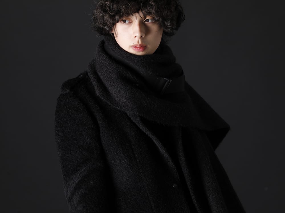 JULIUS / kiryuyrik 2023PS - Coats and scarves are standard items from various brands. - KO-HJ29-105-black(Alpaca Shaggy Single Napoleon Jacket Black) 807STU1(Baby Alpaca Yarn Alpaca Knit Stole) - 2-005