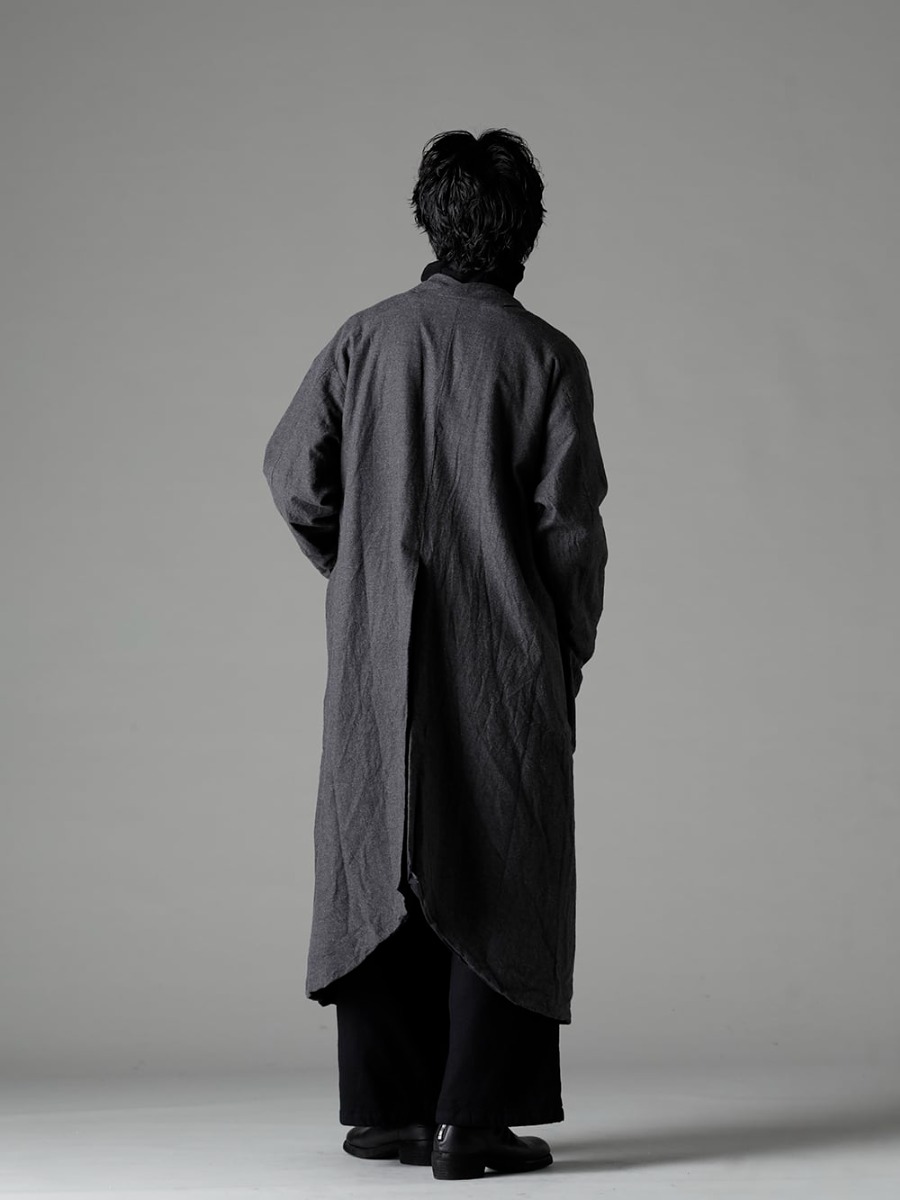 Garment Reproduction of Workers(ガーメント リプロダクション オブ ワーカース) 22-23AW(秋冬) シンプルながら味わい深いデザイン - Berger-Coat-Shawl-Collar-Nel-Black バーガー コート ショール カラー ネル ブラック - Bretagne-pants-Long-Wool-Black ブルターニュ パンツ ロング ウール ブラック - 788Z_H バックジップブーツ ダブルソール - ホース フルグレイン レザー 1-003