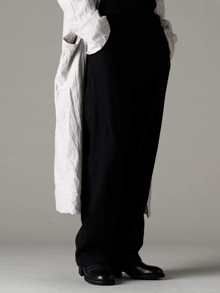 Garment Reproduction of Workers(ガーメント リプロダクション オブ ワーカース) 22-23AW(秋冬) ネル ナチュラル コーディネートパターン  - Berger-Coat-Shawl-Collar-Nel-Natural バーガー コート ショール カラー ネル ナチュラル - Bretagne-pants-Long-Wool-Black ブルターニュ パンツ ロング ウール ブラック - 788Z_H バックジップブーツ ダブルソール - ホース フルグレイン レザー 2-004