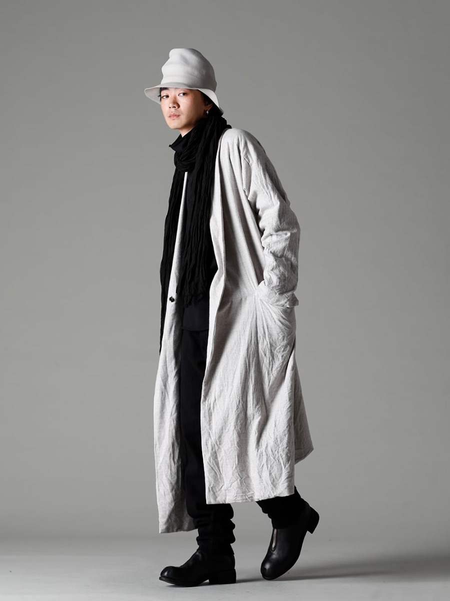 Garment Reproduction of Workers(ガーメント リプロダクション オブ ワーカース) 22-23AW(秋冬) ネル ナチュラル コーディネートパターン  - Berger-Coat-Shawl-Collar-Nel-Natural バーガー コート ショール カラー ネル ナチュラル - UP110-354B コントゥア パンツ 2.0 - PL0FZ オーソピーディック デコルテ シューズ ダブルソール ホース フルグレイン - PL0FZ 2-005