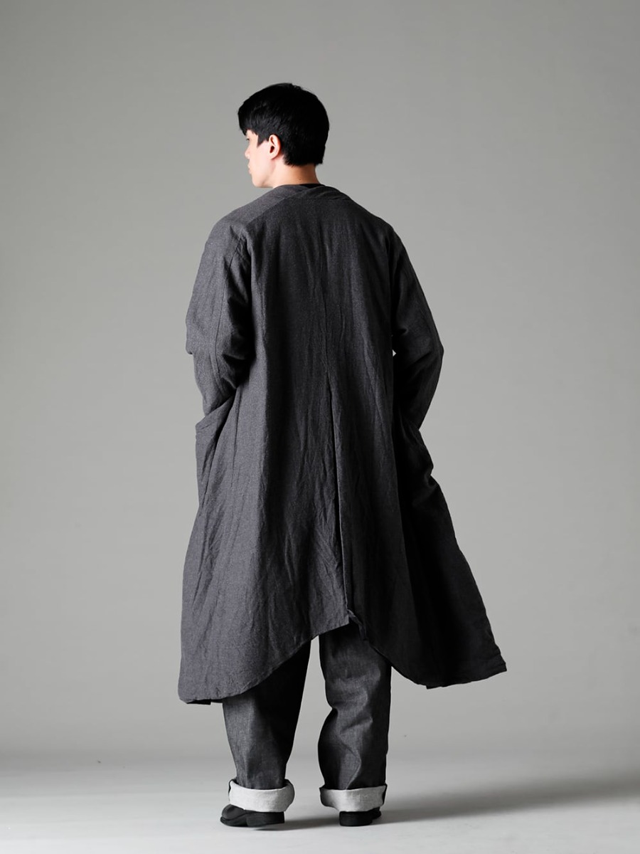 Garment Reproduction of Workers(ガーメント リプロダクション オブ ワーカース) 22-23AW(秋冬) ネル ブラック コーディネートパターン - Berger-Coat-Shawl-Collar-Nel-Black バーガー コート ショール カラー ネル ブラック - 22C-79PK5-BEAUFORT 5ポケット ワーカーズ - 10oz ブラック デニム - 788Z_H バックジップブーツ ダブルソール - ホース フルグレイン レザー 3-004