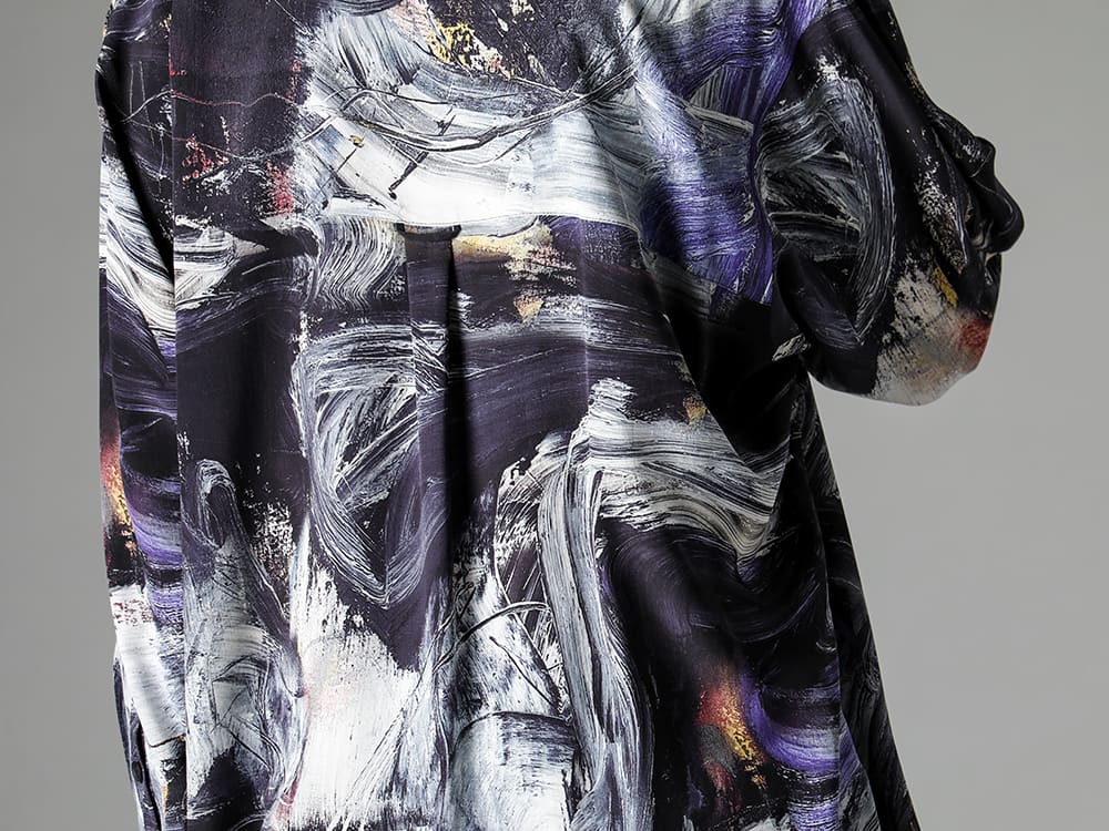 Yohji Yamamoto 23SS Bold, bright, and eye-catching all-over patterned shirts  - HZ-B44-435-Asakura pattern stand collar shirt 2-005