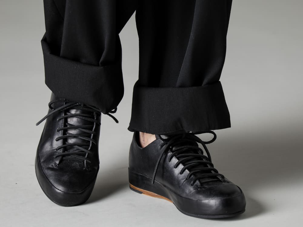 Yohji Yamamoto-ヨウジヤマモト 23SS(春夏) 23SS独自のロールアップ機構を備えたコットンライニングパンツ - HZ-P32-100-12タックフラップパンツ - Handsewn-Classic-Lo-ハンドソーン クラシック ロー-3 3-005