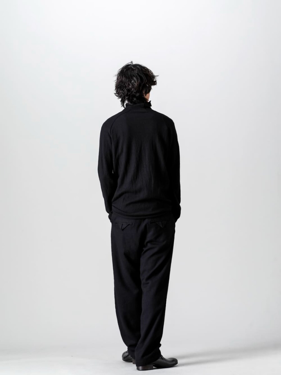 ware(ウェア) 22-23AW 起伏感のあるジョーゼット生地 - TTW-jw-blk ウールジョーゼットボトルネック ブラック Farmers-Trousers-Wool-Black ファーマーズ トラウザー ウール ブラック - Derby-W-Hidden-Laces-Kangaroo-Black W. ヒドゥン レース ダービーシューズ カンガルー ブラック 1-002