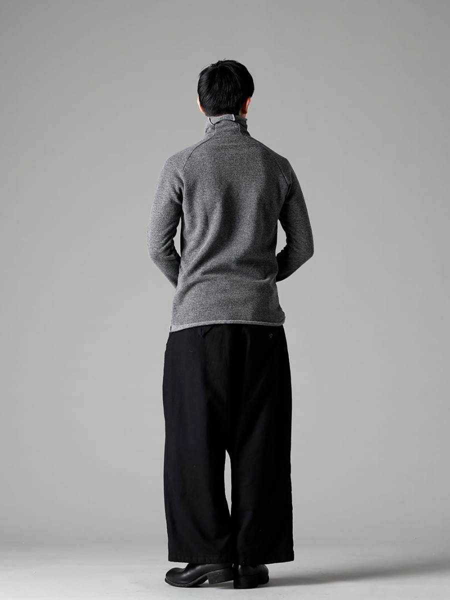 ware(ウェア) 22-23AW イタリア老舗メーカーの生地を使用 - TTC-wmpl-Grey-Beige イタリア マペル ウールニットボトルネック グレーベージュ - Bretagne-pants-Long-Wool-Black ブルターニュ パンツ ロング ウール ブラック 3-003