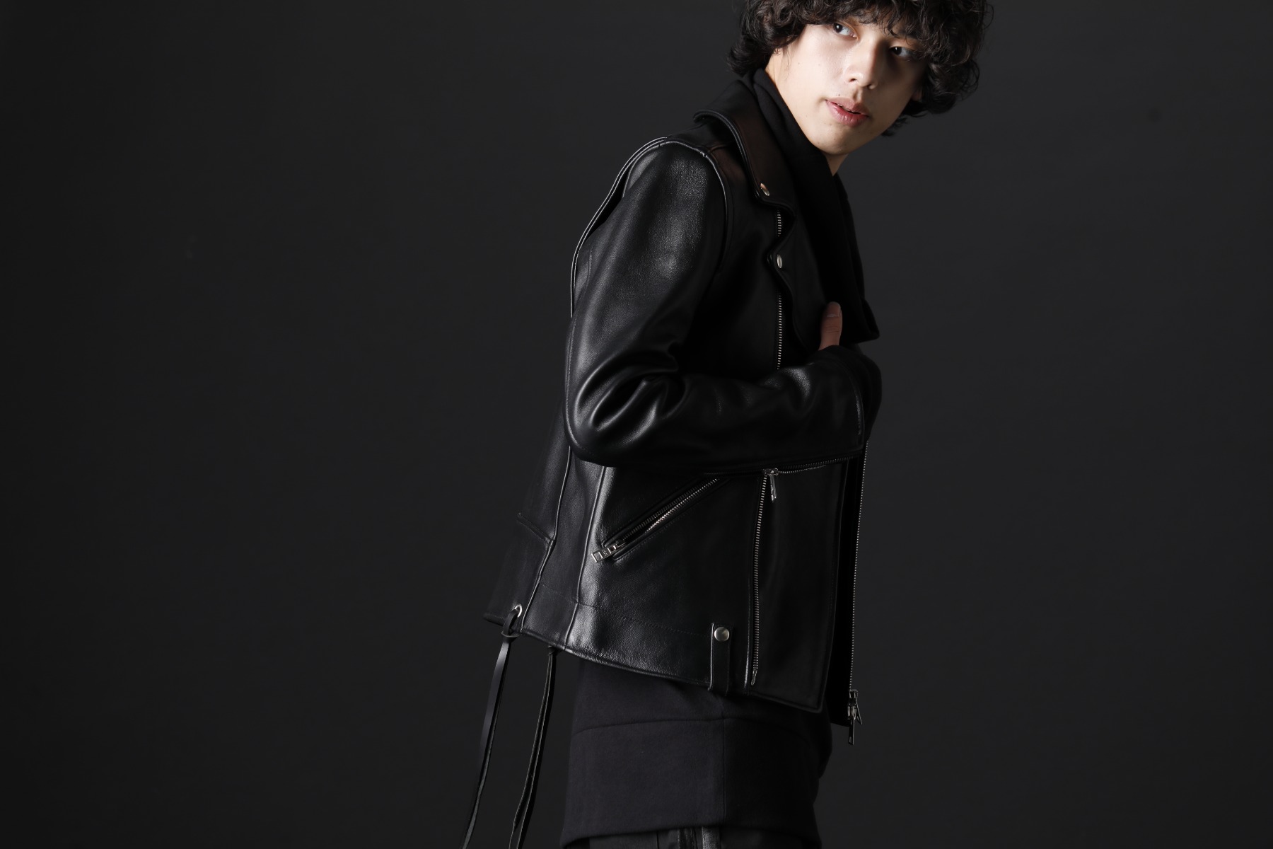 GalaabenD / kiryuyrik 2023AW - GalabenD's classy double rider jacket - 87115208(Motorcycle Jacket) KO-HT19-060(Smooth Brushed Loose High Neck) - 2-002