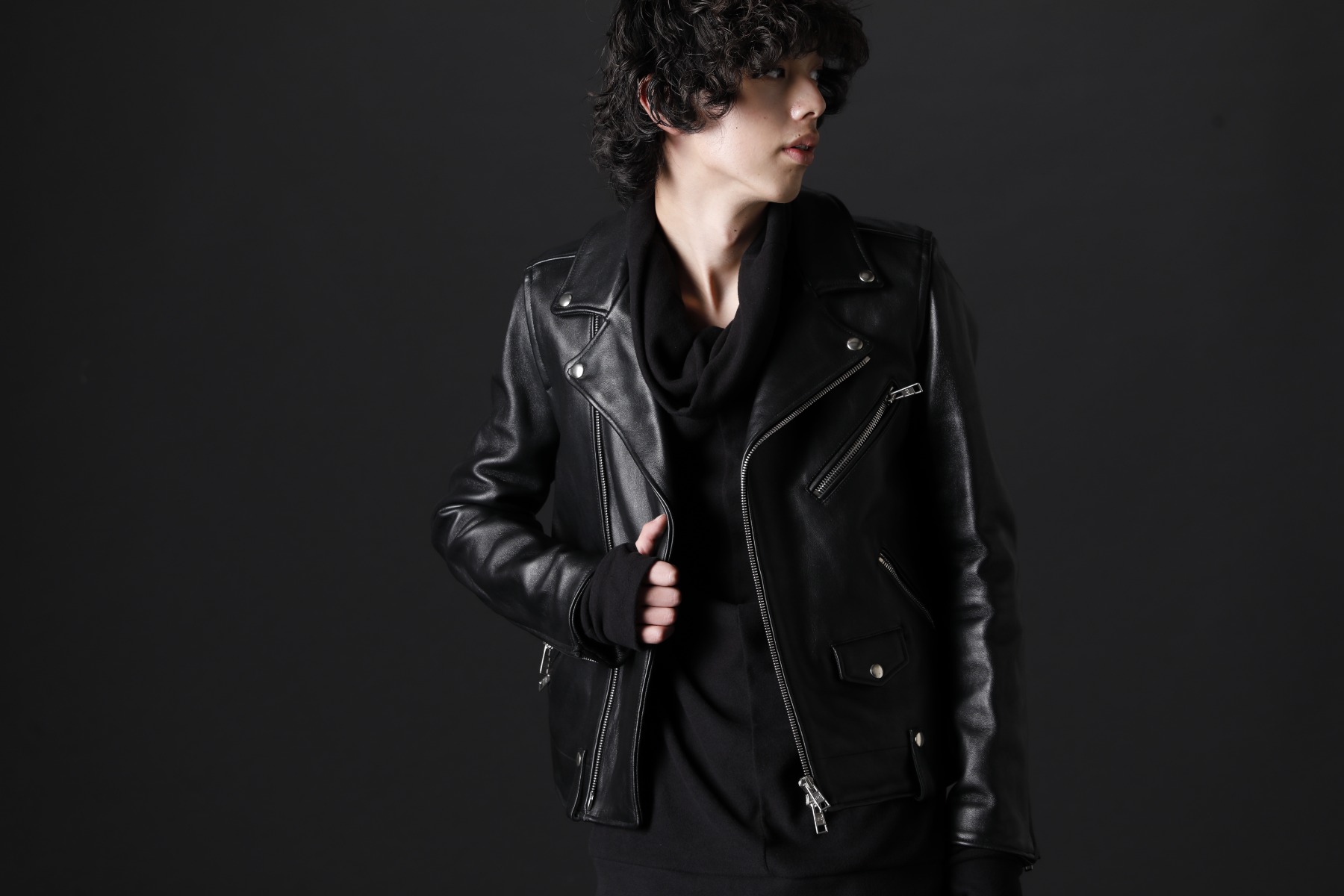 GalaabenD / kiryuyrik 2023AW - GalabenD's classy double rider jacket - 87115208(Motorcycle Jacket) KO-HT19-060(Smooth Brushed Loose High Neck) - 2-004