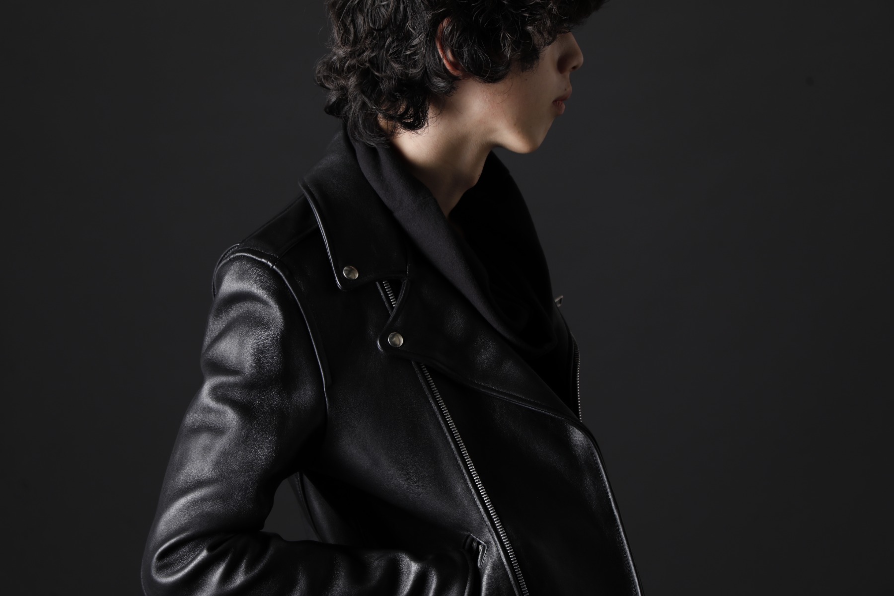 GalaabenD / kiryuyrik 2023AW - GalabenD's classy double rider jacket - 87115208(Motorcycle Jacket) KO-HT19-060(Smooth Brushed Loose High Neck) - 2-005