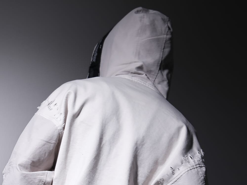 JULIUS 2023PS - Hoodie with a military feel in the damage and details - 807CUM3-Plaster(Cotton Sweat Damaged Combo Hoodie Plaster) - 2-012