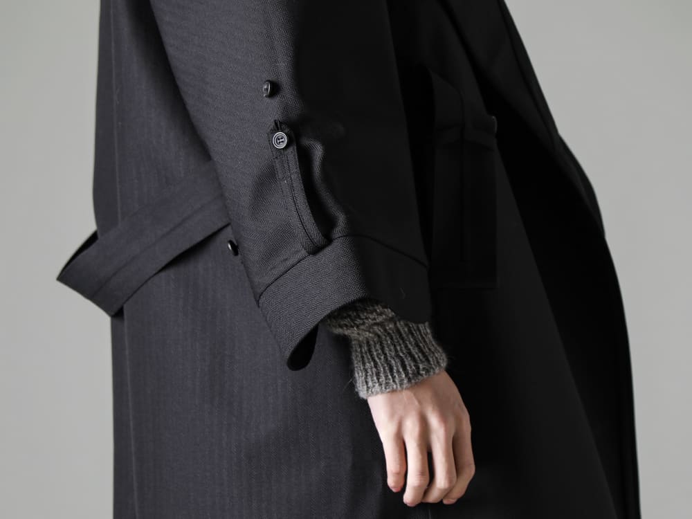 Norwegian Rain-ノルウェージャンレイン 22-23AW(秋冬) 暴風や雪、雨の日でもストレスフリーにファッションを楽しめる本格2wayレインコート  - Rive-Gauche-Redux-Unisex-Herringbone-Black-リヴ ゴージュ リダックス ユニセックス - KNIT#58-ニット#58 ナチュラル グレー アイスランド ウール - 014TS2-Taupe-コットンウールジャージーロングスリーブ Tシャツ トープ  2-005