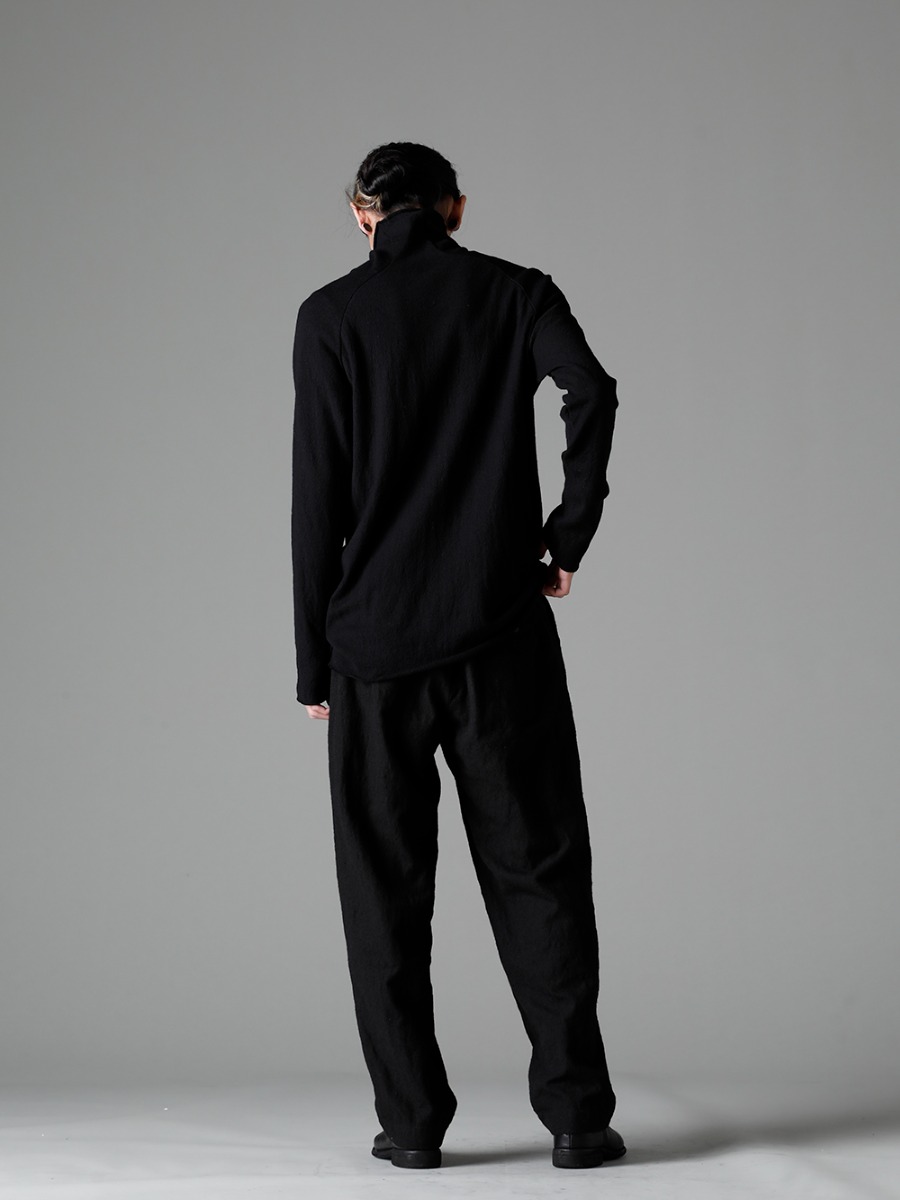 KLASICA(クラシカ) 22-23AW(秋冬) こだわりの生地をシンプルなデザインで魅せる - TTW-jw-blk ウールジョーゼットボトルネック ブラック - villa-b-22-23aw ワイド イージー パンツ - 988X バックジップミドルブーツ - ホースフルグレインレザー - 988X 3-002