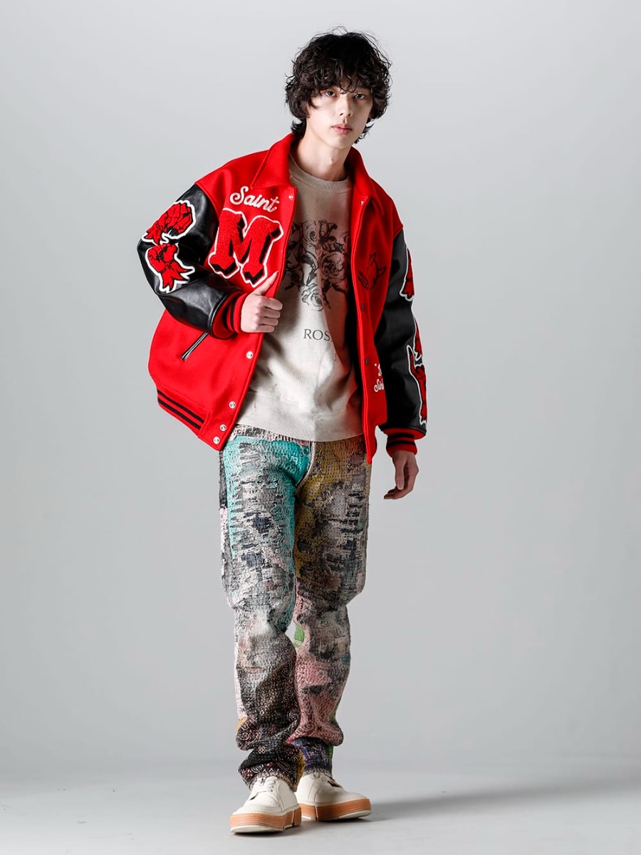 セントマイケル 2022-23AW - ©️SAINT M×××××× 2022-23秋冬コレクションより新作アイテムがリリース！只今より通販にて販売開始です！- SM-A22-0000-035(DEVIL バーシティジャケット レッド) - 1-002