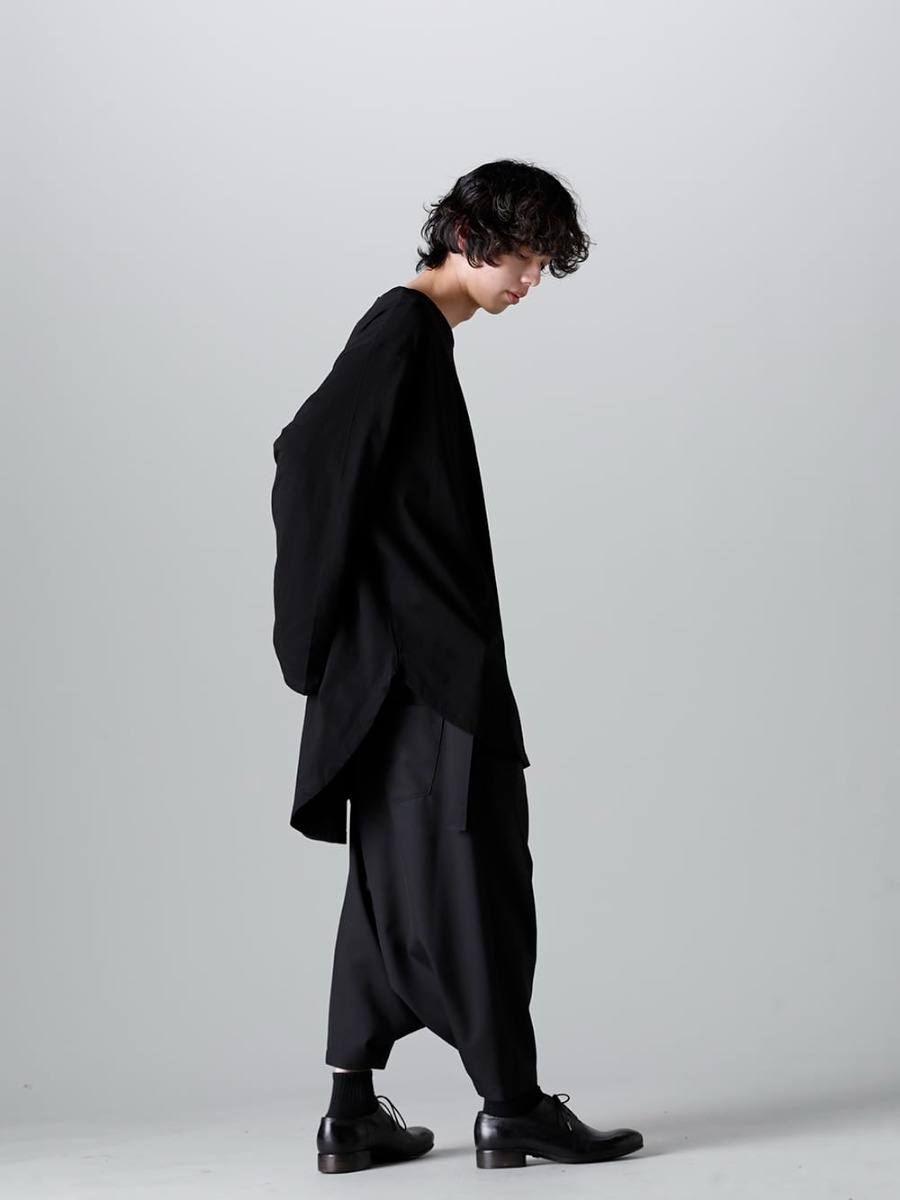 グラウンドワイ 2023SS - Ground Y(グラウンドワイ) 2023SSコレクション デリバリースタート！只今より店頭・通販共に販売開始！ - GA-T32-040-Black(ジャンボ長袖Tシャツ ブラック) GI-P02-100(フロントタック サルエルパンツ) - 5-002