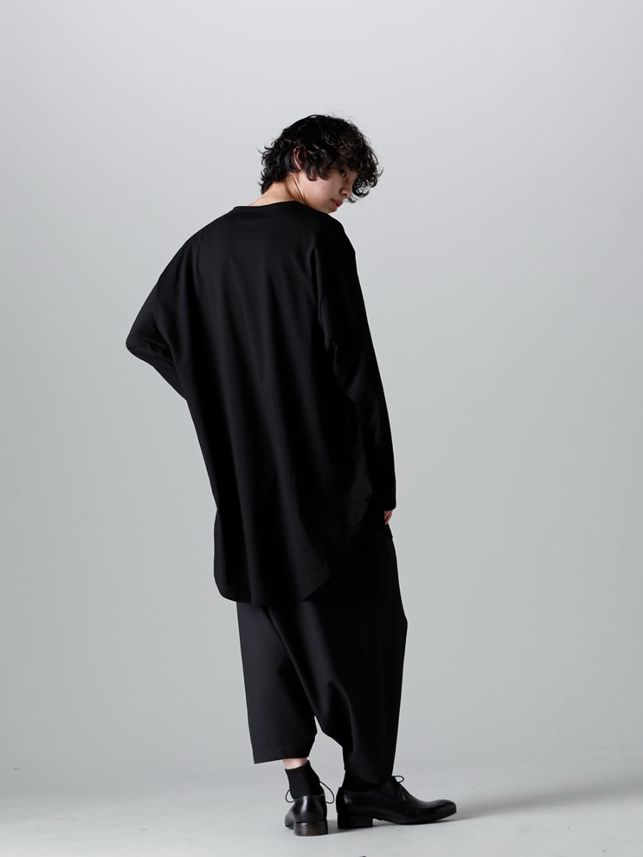 グラウンドワイ 2023SS - Ground Y(グラウンドワイ) 2023SSコレクション デリバリースタート！只今より店頭・通販共に販売開始！ - GA-T32-040-Black(ジャンボ長袖Tシャツ ブラック) GI-P02-100(フロントタック サルエルパンツ) - 5-003