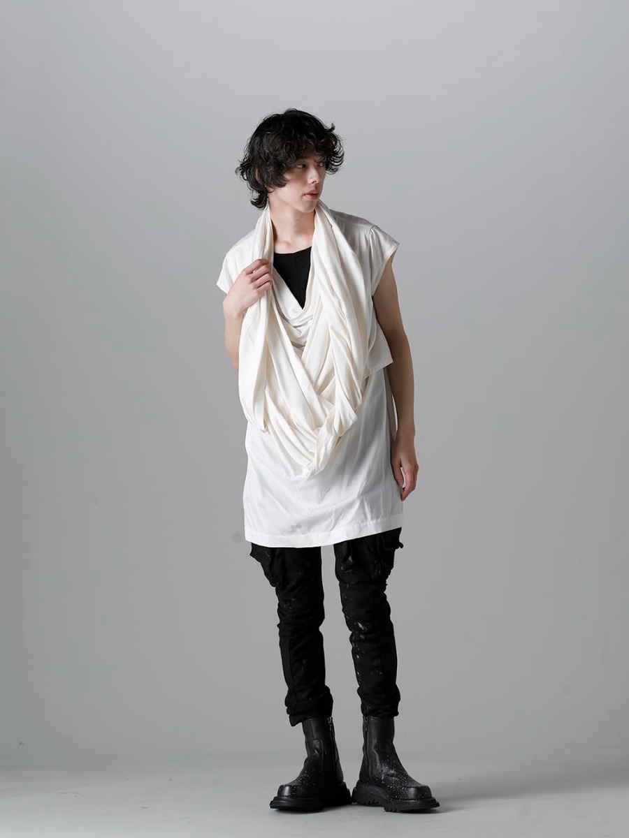 ユリウス 2023SS - JULIUS(ユリウス) 2023SSコレクションより第2弾目のアイテムがデリバリー！只今より店頭・通販共に販売スタート！ - 819SHM3-offwhite(レーヨン/コットン クロス ドレープネック プルオーバー オフホワイト) - 1-007