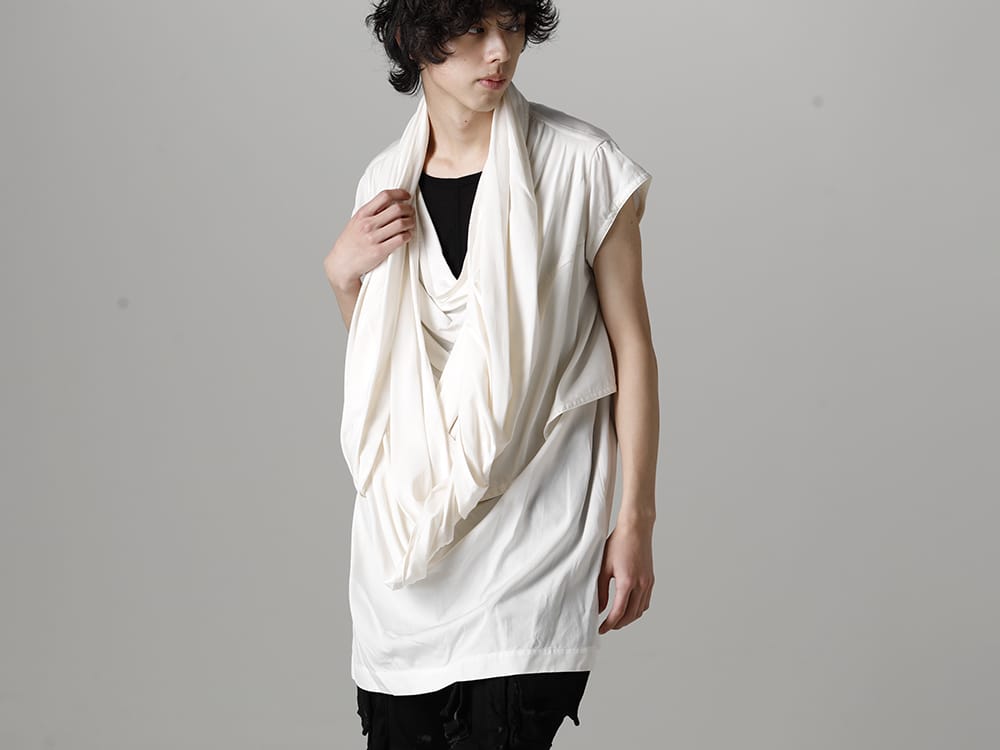 ユリウス 2023SS - JULIUS(ユリウス) 2023SSコレクションより第2弾目のアイテムがデリバリー！只今より店頭・通販共に販売スタート！ - 819SHM3-offwhite(レーヨン/コットン クロス ドレープネック プルオーバー オフホワイト) - 1-009