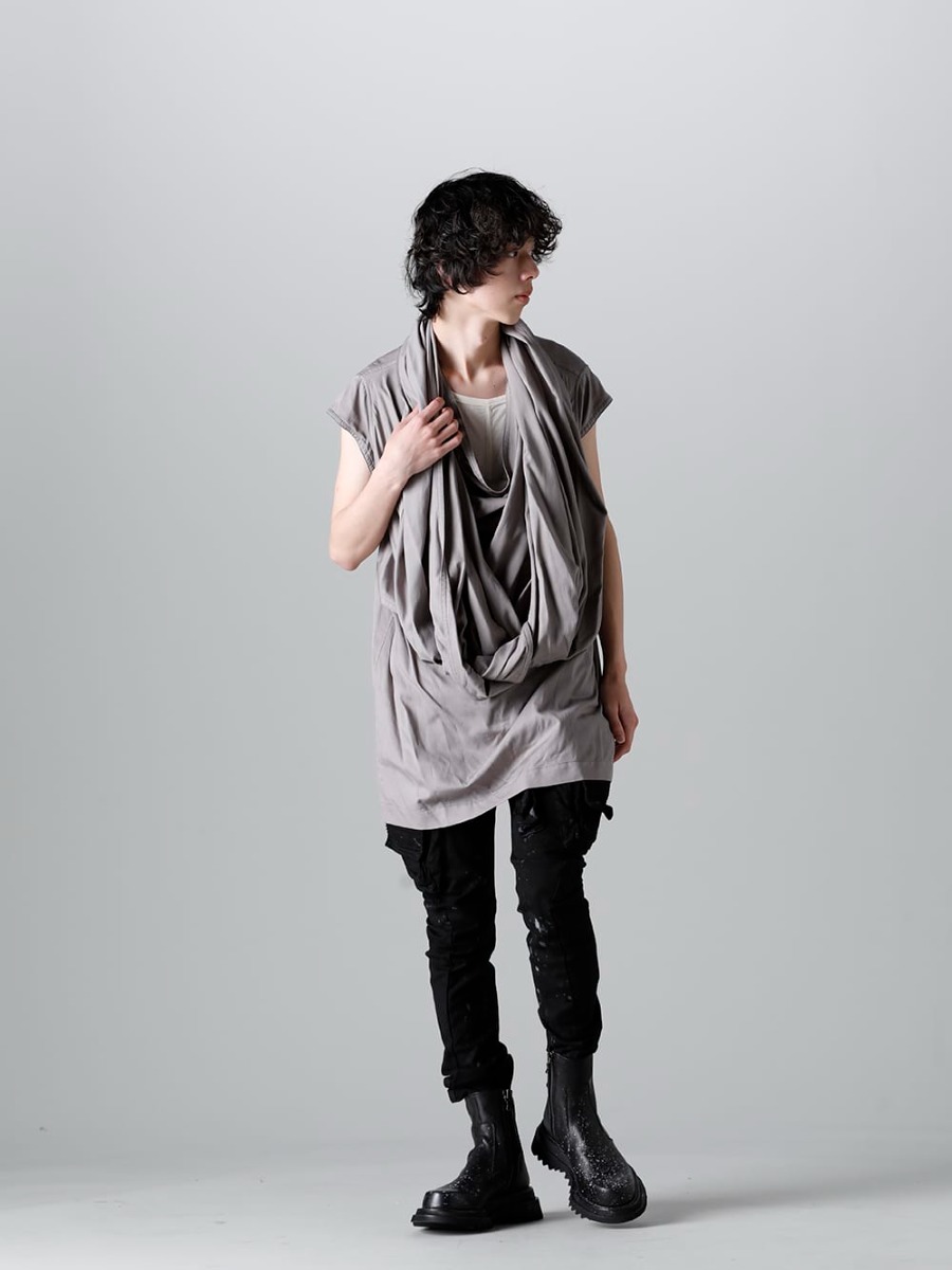 ユリウス 2023SS - JULIUS(ユリウス) 2023SSコレクションより第2弾目のアイテムがデリバリー！只今より店頭・通販共に販売スタート！ - 819SHM3-gray(レーヨン/コットン クロス ドレープネック プルオーバー グレー) - 1-013