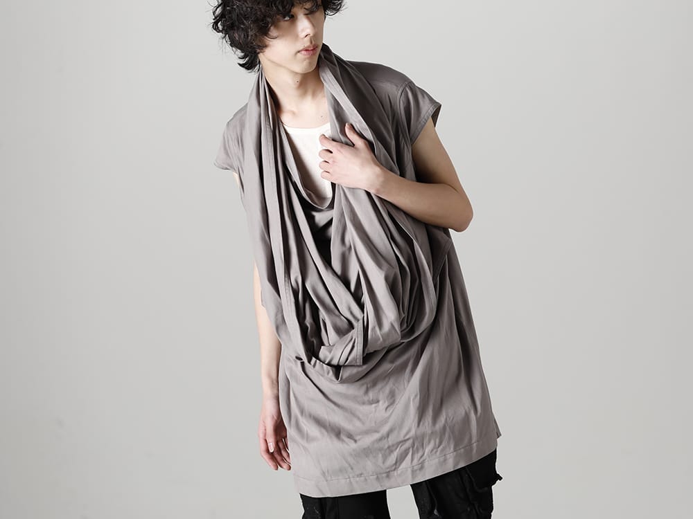 ユリウス 2023SS - JULIUS(ユリウス) 2023SSコレクションより第2弾目のアイテムがデリバリー！只今より店頭・通販共に販売スタート！ - 819SHM3-gray(レーヨン/コットン クロス ドレープネック プルオーバー グレー) - 1-015