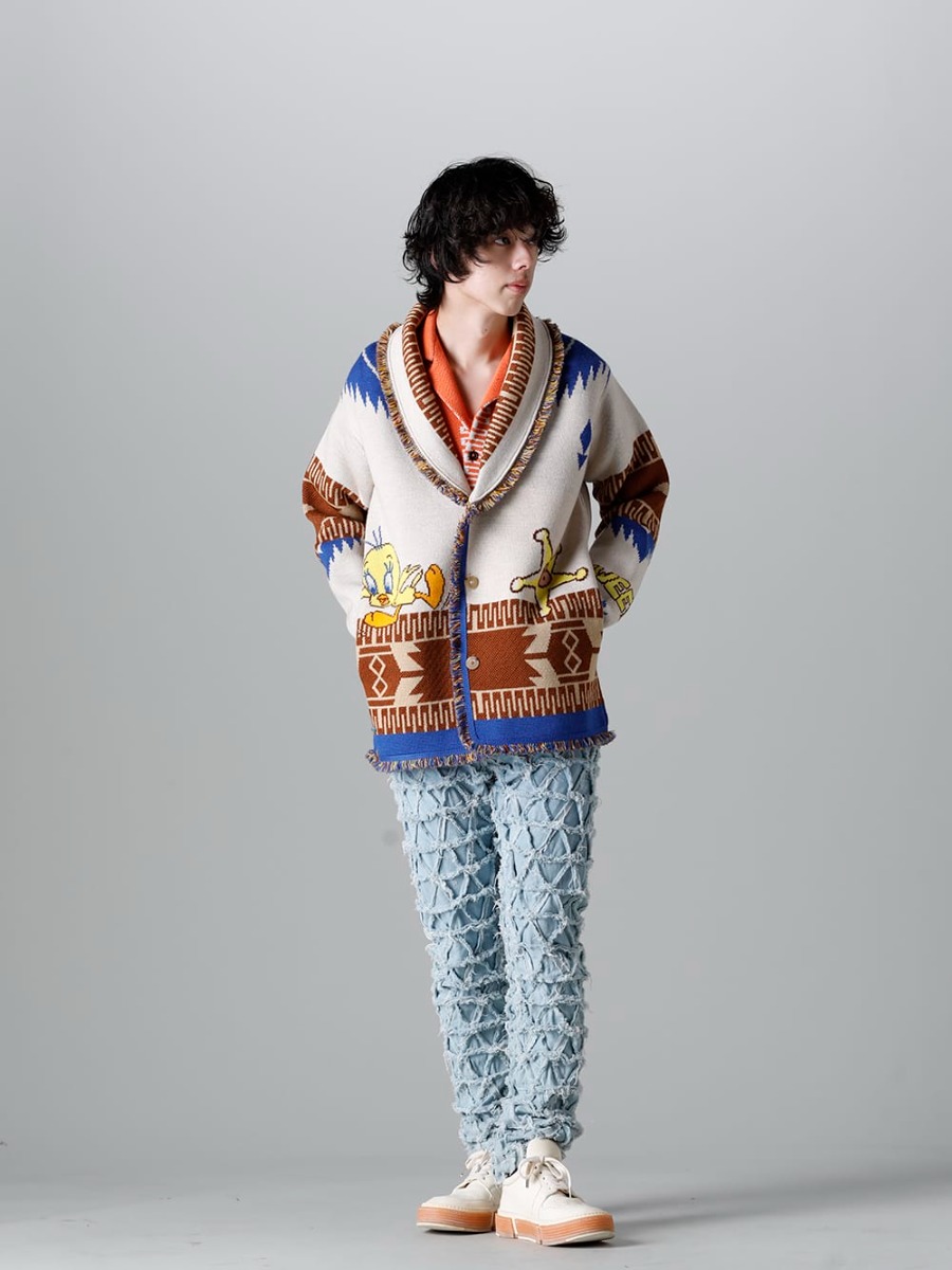 アラヌイ 2023SS - 今季より取り扱いの開始するALANUI(アラヌイ)よりデリバリーがスタート！2023SSコレクションではLooney Tunes(ルーニー・テューンズ)とのコラボレーションアイテムが登場！只今より店頭・通販共に販売開始！ - LMHS23-048(ルーニー・テューンズ × アラヌイ トゥイーティー カウボーイアイコン カーディガン) - 1-002