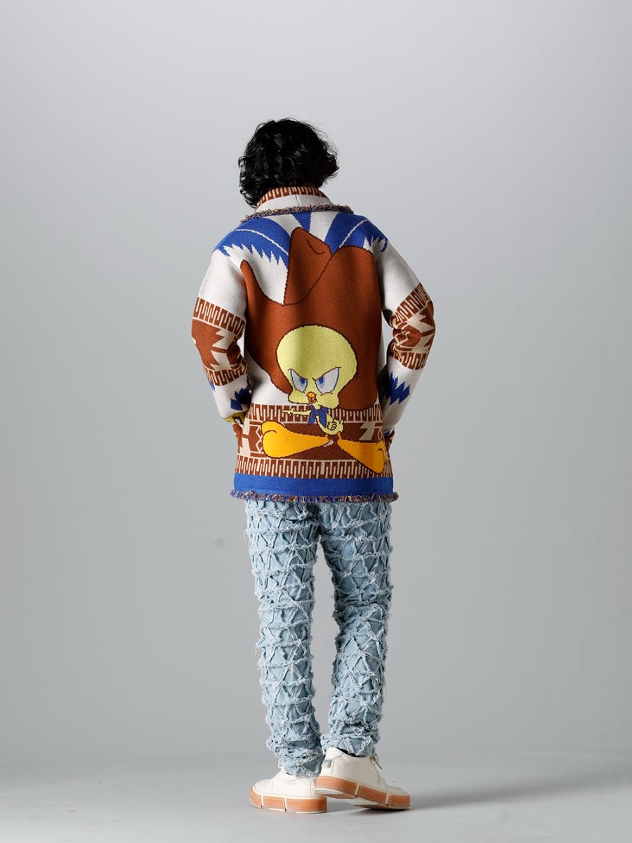 アラヌイ 2023SS - 今季より取り扱いの開始するALANUI(アラヌイ)よりデリバリーがスタート！2023SSコレクションではLooney Tunes(ルーニー・テューンズ)とのコラボレーションアイテムが登場！只今より店頭・通販共に販売開始！ - LMHS23-048(ルーニー・テューンズ × アラヌイ トゥイーティー カウボーイアイコン カーディガン) - 1-004