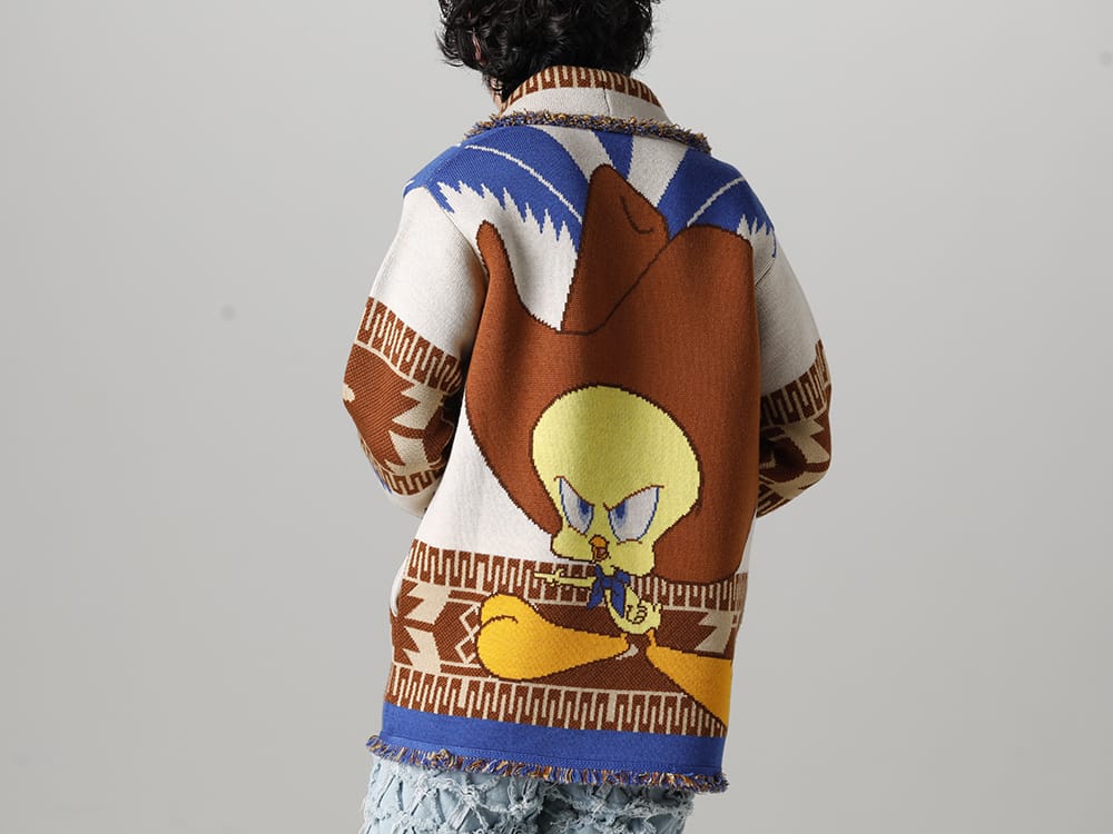 アラヌイ 2023SS - 今季より取り扱いの開始するALANUI(アラヌイ)よりデリバリーがスタート！2023SSコレクションではLooney Tunes(ルーニー・テューンズ)とのコラボレーションアイテムが登場！只今より店頭・通販共に販売開始！ - LMHS23-048(ルーニー・テューンズ × アラヌイ トゥイーティー カウボーイアイコン カーディガン) - 1-006