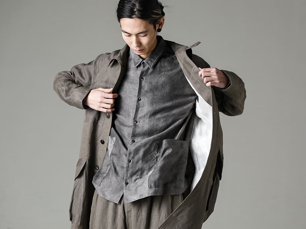 DEVOA 23SS Switching between two linen fabrics produced in different textures and colorings  - CTI-BMMC Coat Linen combination SHN-MSLR Shirt Modal/silk 2-007