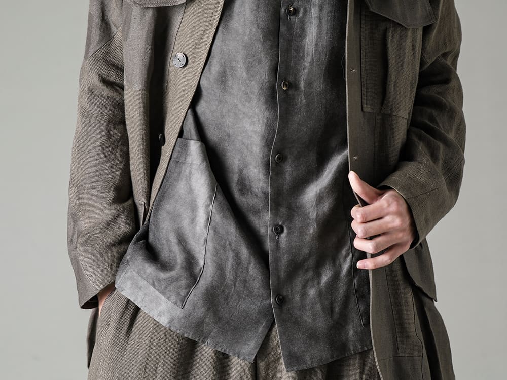 DEVOA 23SS Switching between two linen fabrics produced in different textures and colorings  - CTI-BMMC Coat Linen combination SHN-MSLR Shirt Modal/silk 2-008