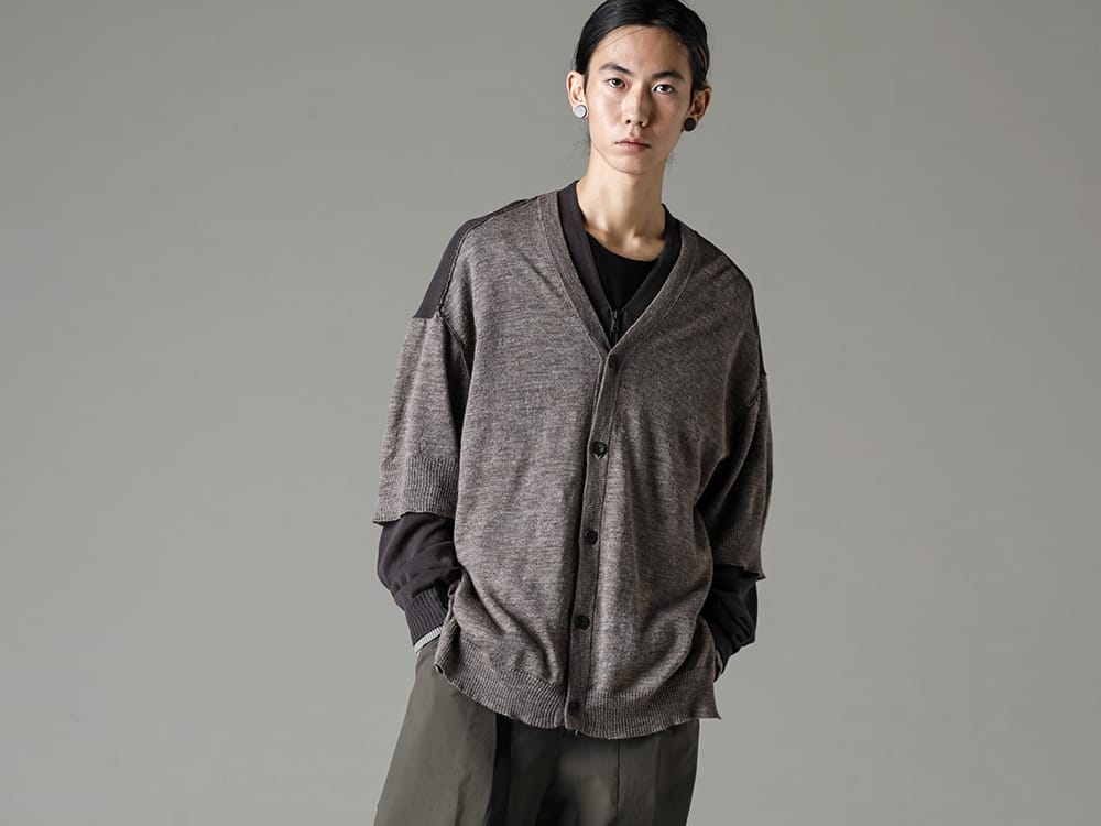 The Viridi-anne - ザ ヴィリジアン 2023SS レイヤードデザインが特徴の春カーディガン  - 複数の編地を組み合わせたカーディガン VI-3588-07 - ダブル レイヤード フロント カーディガン 2-001