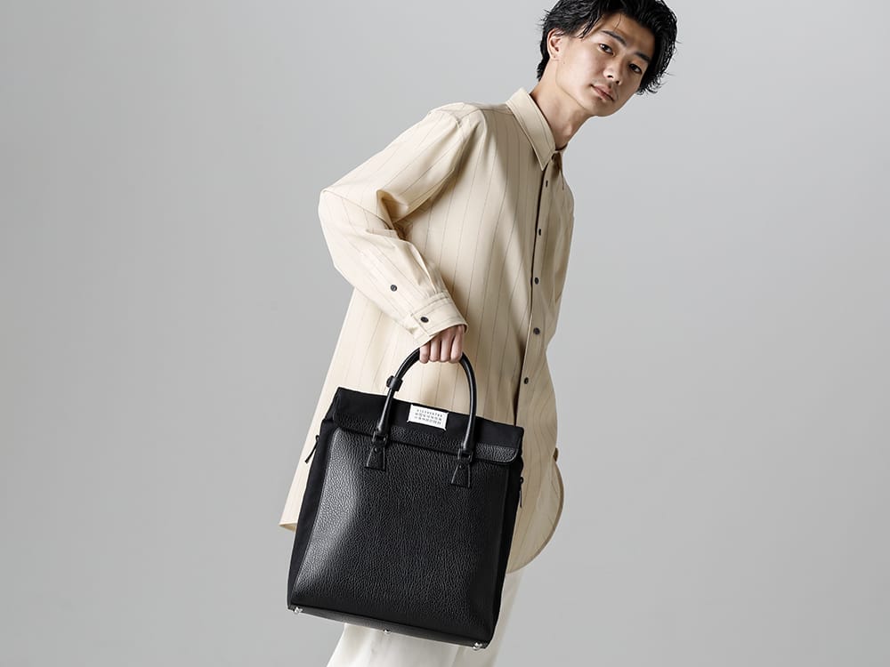 Maison Margiela 2023SS Design point ① Easy to use in daily use and for work, tote bag style! - SB1WA0004 - 5AC Daily Vertical - IH-23SS-B021-MTS - Middle Length Shirt Beige Stripe 1-006