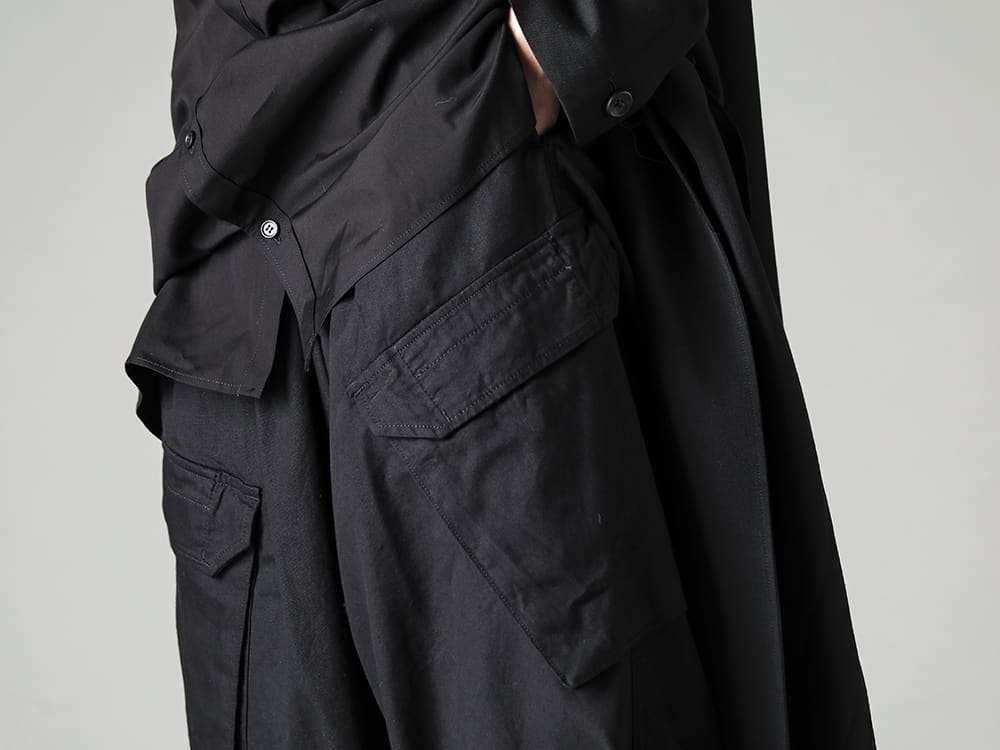 Yohji Yamamoto-ヨウジヤマモト 23SS(春夏) 春夏にピッタリな通気性の良いワイドカーゴ - HZ-P95-041-Black-12タックワークパンツ ブラック - 792Z-クラシック ダービーシューズ レースアップ ダブルソール - ホース フルグレイン - 792Z 3-004