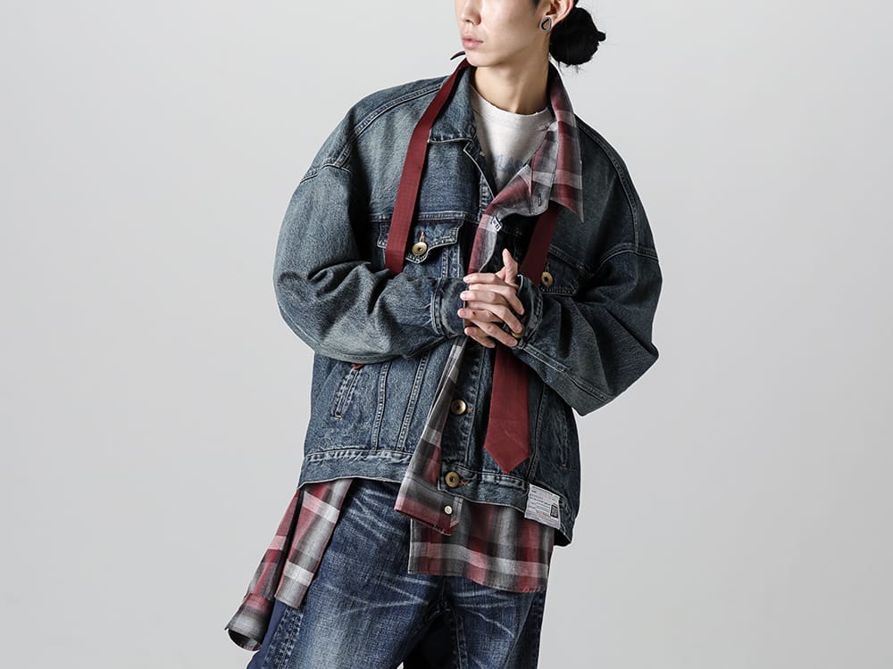 Maison MIHARAYASUHIRO - メゾン ミハラヤスヒロ 2023SS A10BL023 ミックスレイヤードデニムジャケット 2-001