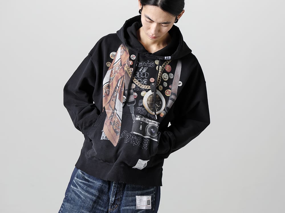 Maison MIHARAYASUHIRO - メゾン ミハラヤスヒロ 2023SS A10HD6210 - トロンプルイユ プリント フーディー 4-001