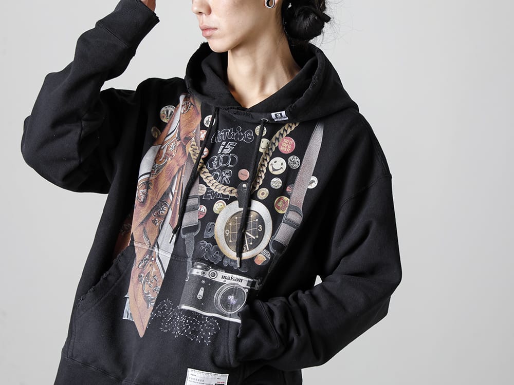 Maison MIHARAYASUHIRO - メゾン ミハラヤスヒロ 2023SS A10HD6210 - トロンプルイユ プリント フーディー 4-003