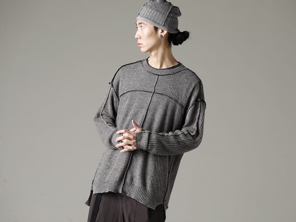 ザ ヴィリジアン 2023SS - 爽快感のあるニット素材 - VI-3585-07-Gray-Brown(ハード ツイスト ラミーヤーン セーター グレーブラウン) VI-3615-09-Gray-Brown(ニットハット グレー ブラウン) - 2-001