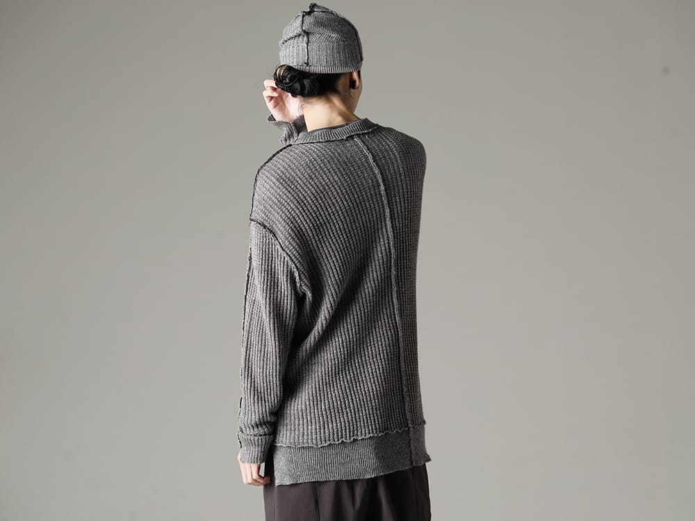 ザ ヴィリジアン 2023SS - 爽快感のあるニット素材 - VI-3585-07-Gray-Brown(ハード ツイスト ラミーヤーン セーター グレーブラウン) VI-3615-09-Gray-Brown(ニットハット グレー ブラウン) - 2-002