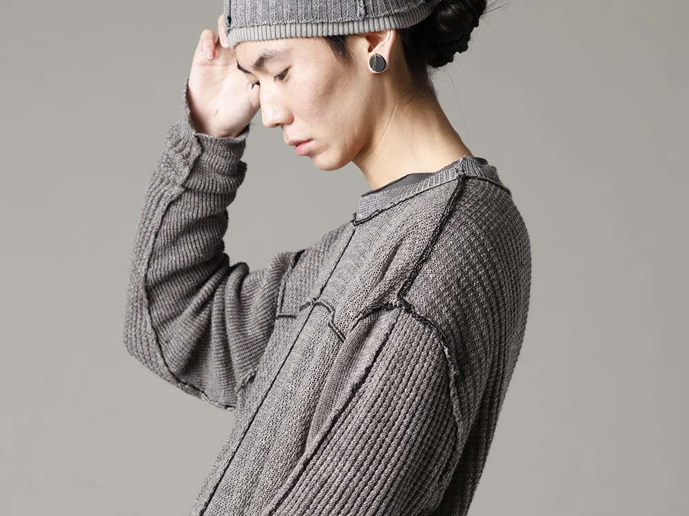 ザ ヴィリジアン 2023SS - 爽快感のあるニット素材 - VI-3585-07-Gray-Brown(ハード ツイスト ラミーヤーン セーター グレーブラウン) VI-3615-09-Gray-Brown(ニットハット グレー ブラウン) - 2-004