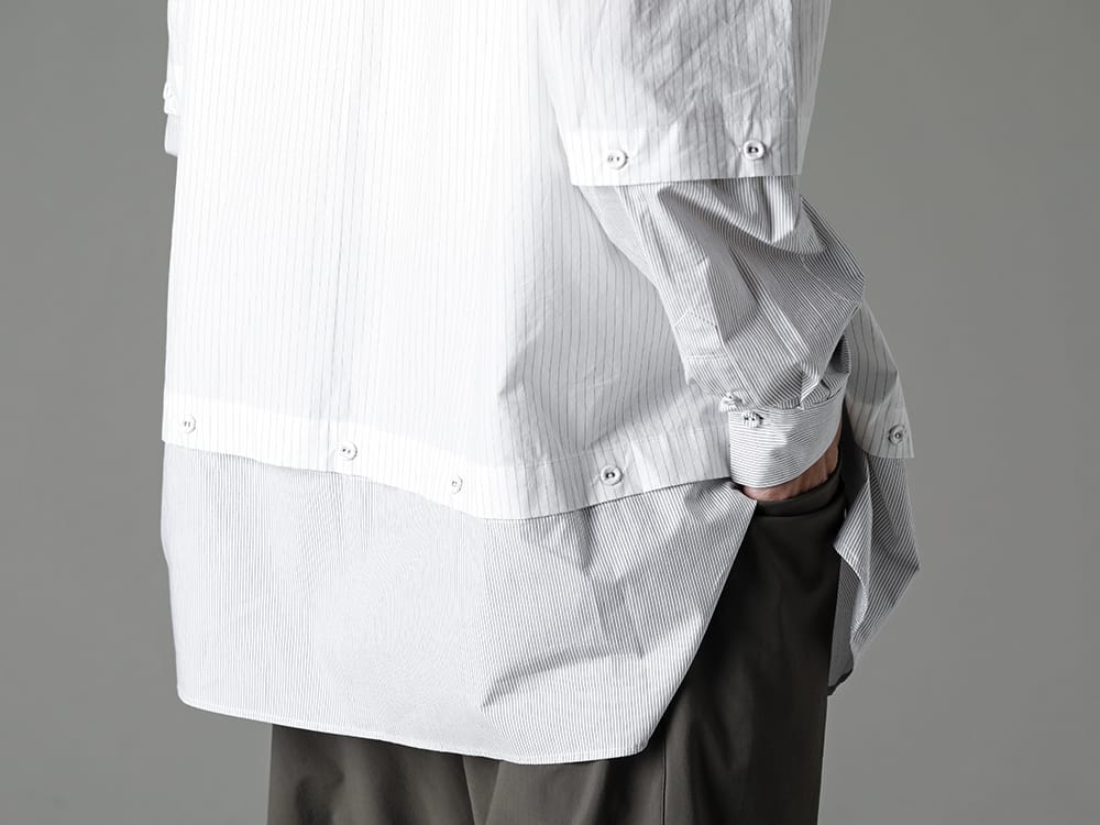 The Viridi-anne 2023SS Striped shirt with detachable design.  - VI-3582-02 - Stripe Detachable Shirt 2-005