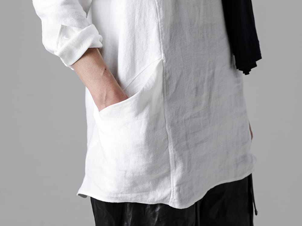 RIPVANWINKLE - リップヴァンウィンクル 2023SS ユーロホワイトにアクセントを付けたバイカラーストールスタイル  - RW-505-Euro White - ソリッドシャツ L/S ユーロ ホワイト - RW-522 - バイカラー ストール 2-003