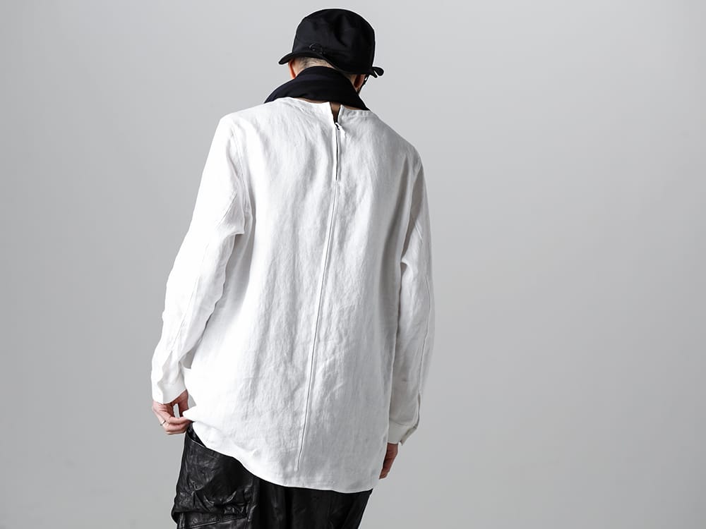 RIPVANWINKLE - リップヴァンウィンクル 2023SS ユーロホワイトにアクセントを付けたバイカラーストールスタイル  - RW-505-Euro White - ソリッドシャツ L/S ユーロ ホワイト - RW-522 - バイカラー ストール 2-004
