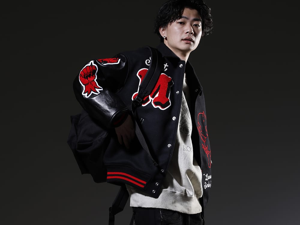 SAINT MICHAEL 2023SS Stadium jacket with eye-catching patch design everywhere - SM-A22-0000-034(DEVIL Varsity Jacket Black) SM-S23-0000-042(Rose Sweat shirt) - 2-002