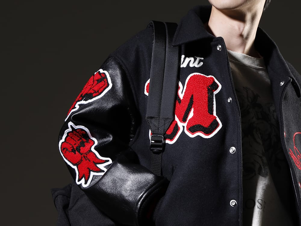 SAINT M×××××× × BORIS BIDJAN SABERI Varsity jacket Styling