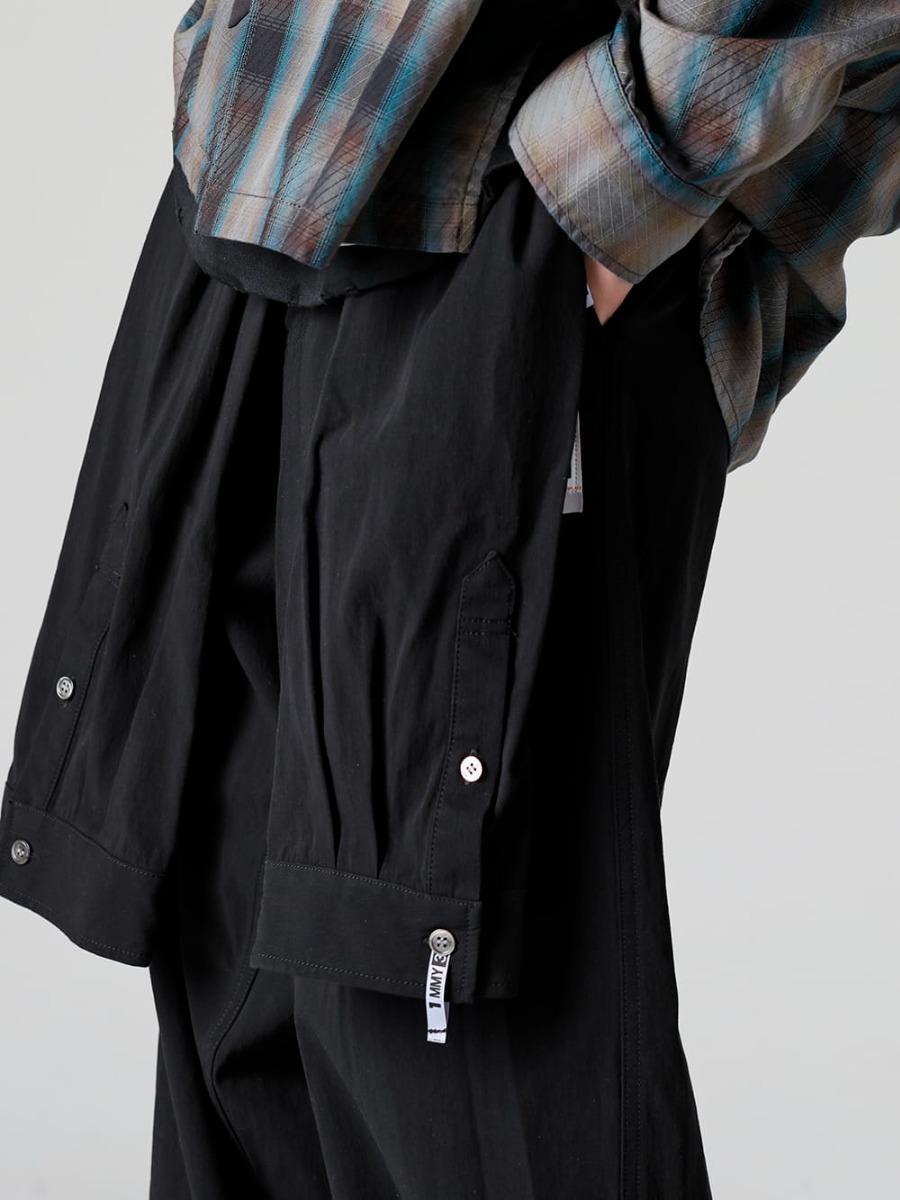 Maison MIHARAYASUHIRO - メゾンミハラヤスヒロ 2023SS 見出し3 - A10PT064 - ミックスド シャツ イージー トラウザース - A09FW732-White - ブレイキー- オリジナルソール キャンバス ロートップ スニーカー ヴィンテージ ライク ソール ホワイト 3-002