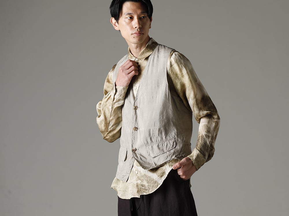 NOUSAN 23SS Simple enough to be used with any fashion.  - 3-B gilet 3B gilet - shirt-Leaf-Print Reguler Collar Shirt (Leaf Print) 2-003