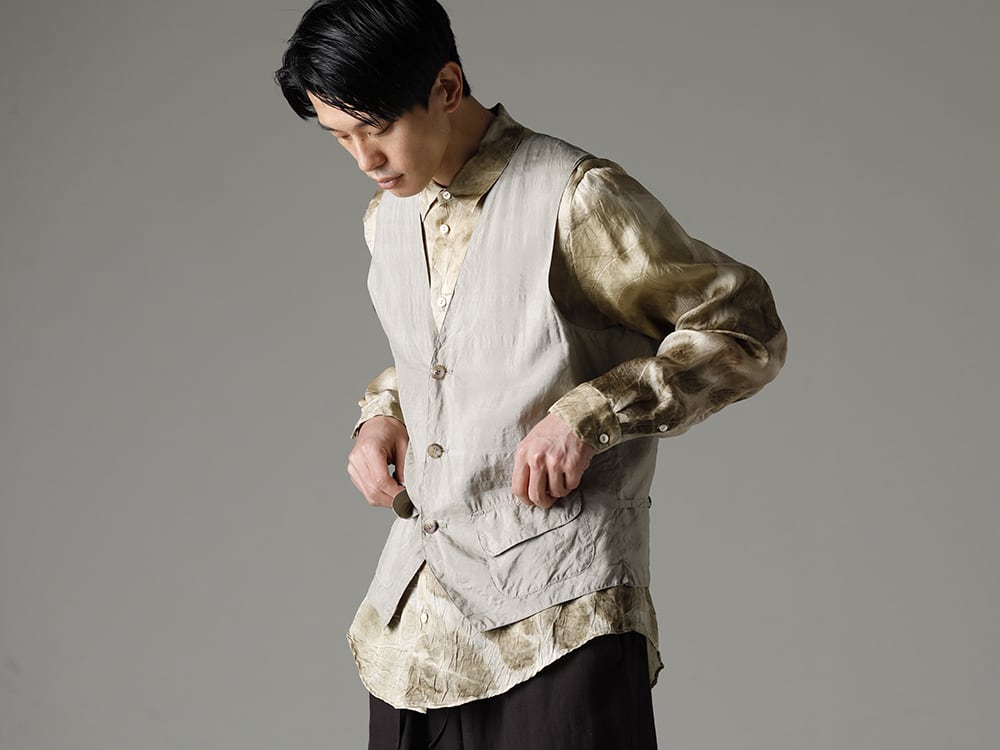 NOUSAN 23SS Simple enough to be used with any fashion.  - 3-B gilet 3B gilet - shirt-Leaf-Print Reguler Collar Shirt (Leaf Print) 2-004