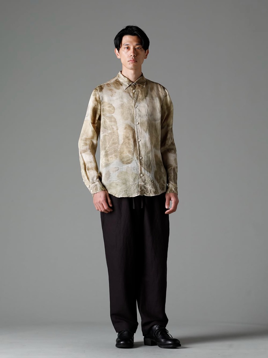 NOUSAN 23SS It is a piece that meets a variety of needs - shirt-Leaf-Print Reguler Collar Shirt (Leaf Print) - villa-A-23SS villa：Wide Easy Pants - 792Z Classic Derby Shoes Double Sole - Horse Full Grain Leather - 792Z 3-001