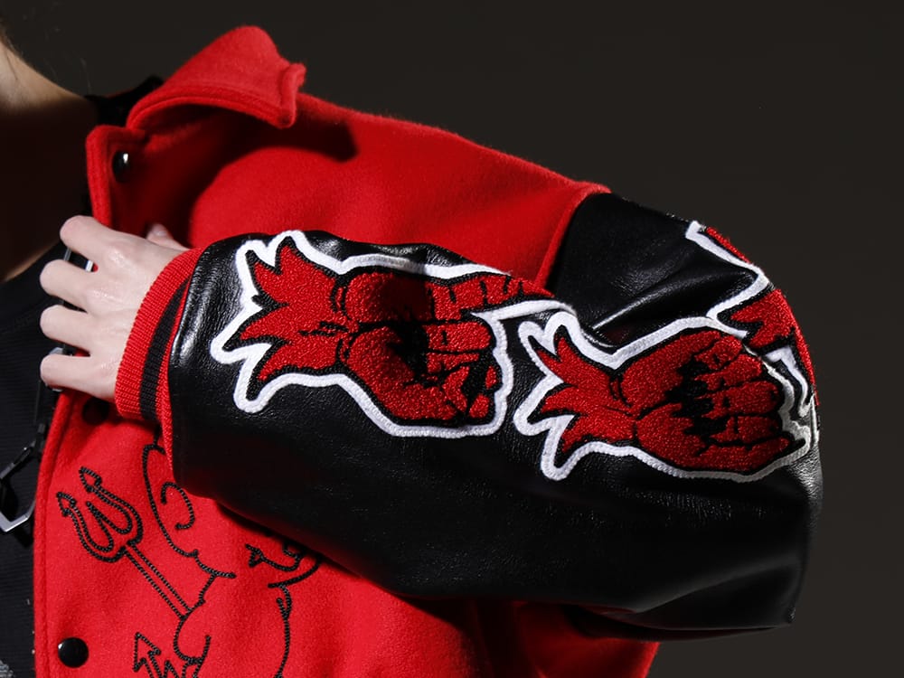 SAINT MICHAEL 2022-23AW A new type of stadium jumper from SAINT M××××××. - SM-A22-0000-035(DEVIL Varsity Jacket Red) - 2-007