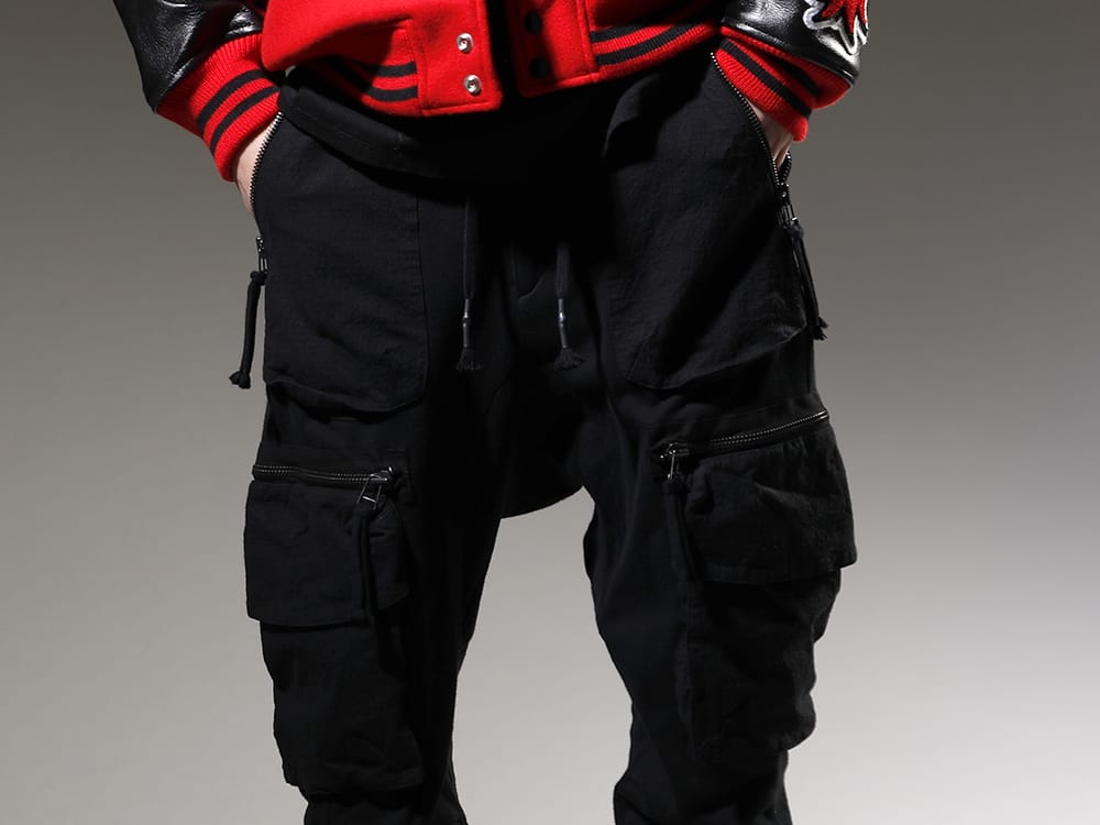 D.HYGEN 2022-23AW A pair of sweatpants for a military look. - ST107-0723S-Black(Untwisted Fleece-Lined Drop Crotch Cargo Wide Jog Pants Black) - 3-004