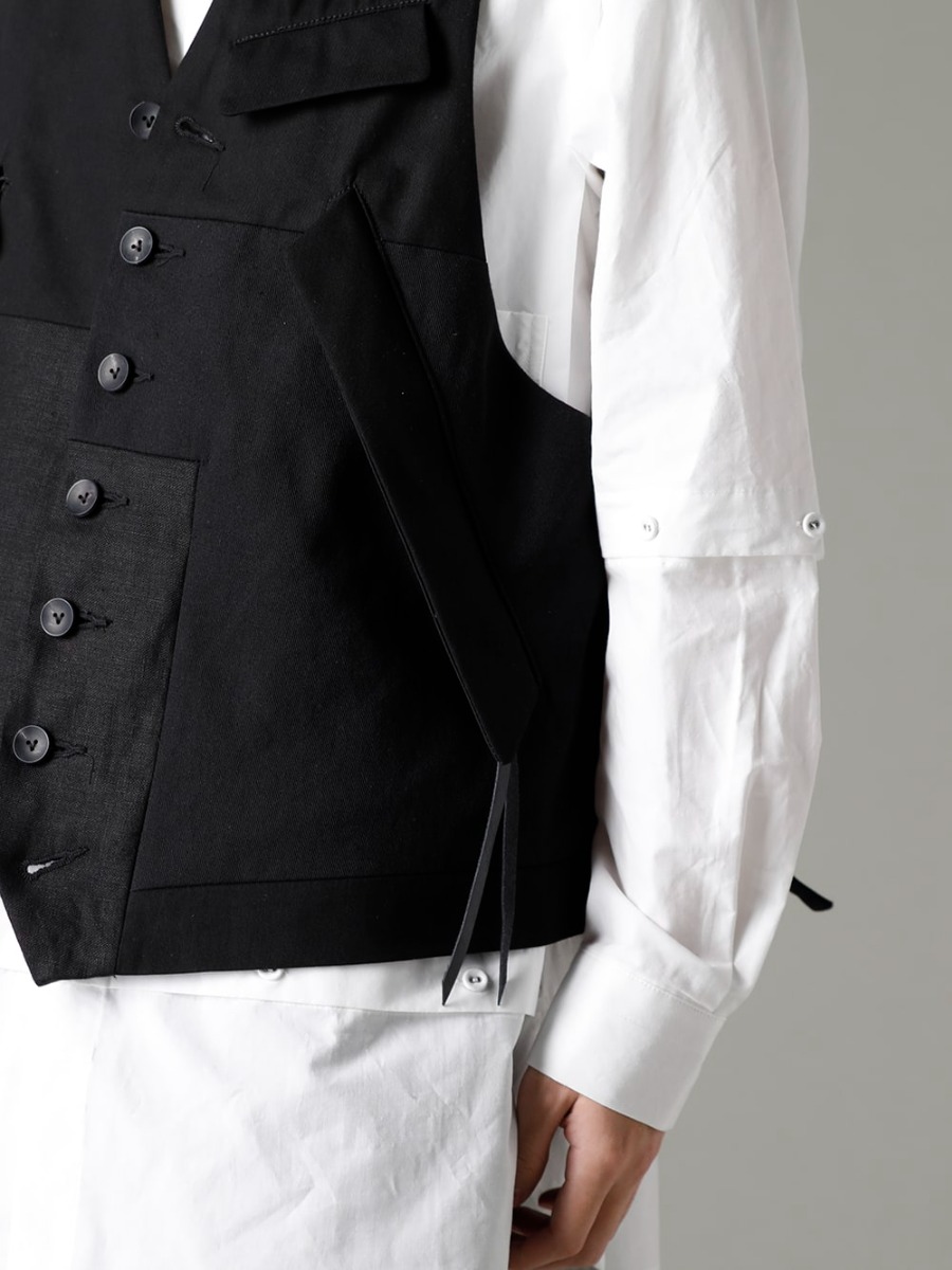 The Viridi-anne(ザ ヴィリジアン) 23SS(春夏) ドレッシーなフォルムをベースにファスナーポケットといった機能的なディテール  - VI-3567-06-Black フラグメント ベスト ブラック VI-3581-02 デタッチャブル シャツ 2-005