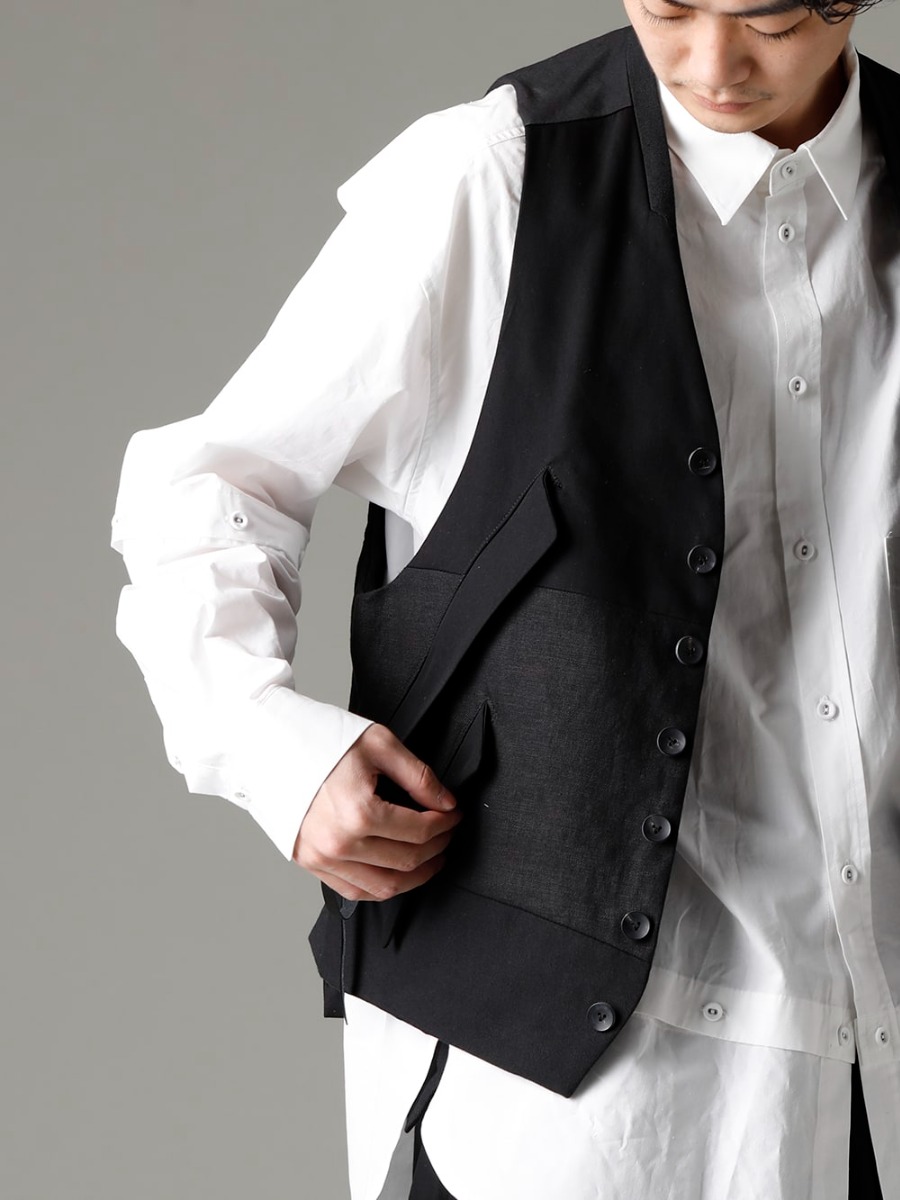 The Viridi-anne(ザ ヴィリジアン) 23SS(春夏) ドレッシーなフォルムをベースにファスナーポケットといった機能的なディテール  - VI-3567-06-Black フラグメント ベスト ブラック VI-3581-02 デタッチャブル シャツ 2-006