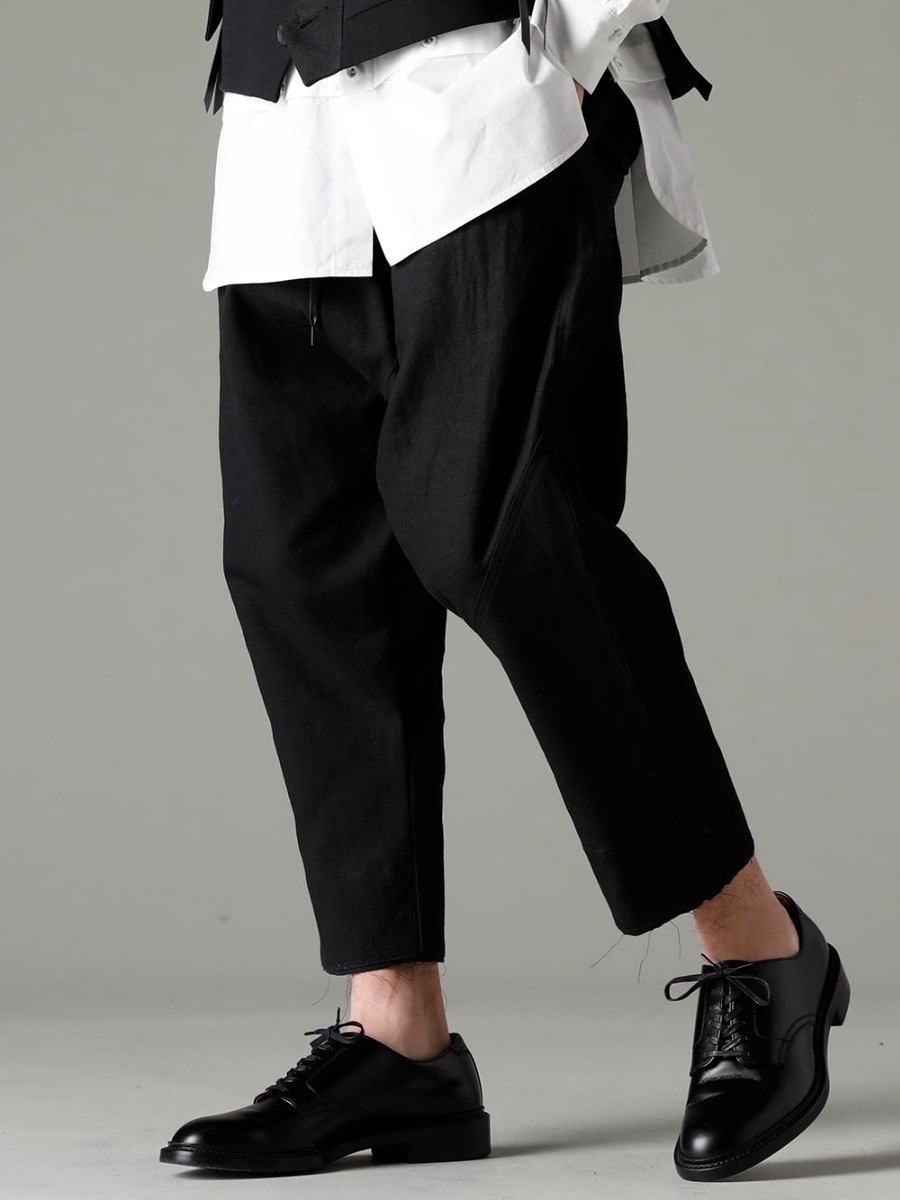 The Viridi-anne(ザ ヴィリジアン) 23SS(春夏) 味のあるディテールをさりげなく用いたデザイン -  VI-3568-04-Black フラグメント ドロップクロッチ トラウザー ブラックIH-22SS-S001-RCレザーシューズ  3-002